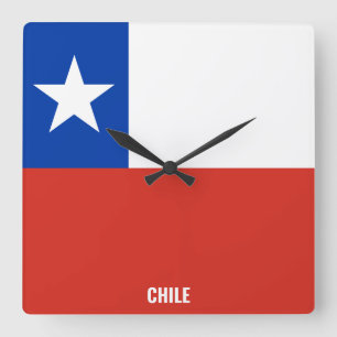 Chile Flag Dazzling Patriotic Square Wall Clock