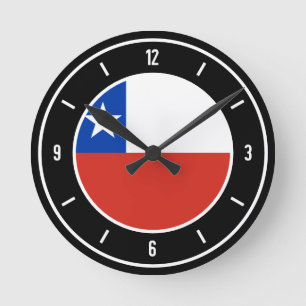 Chile Flag Elegant Round Clock