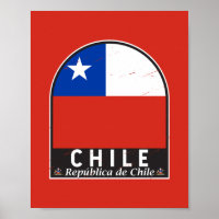 Chile Flag Emblem Distressed Vintage