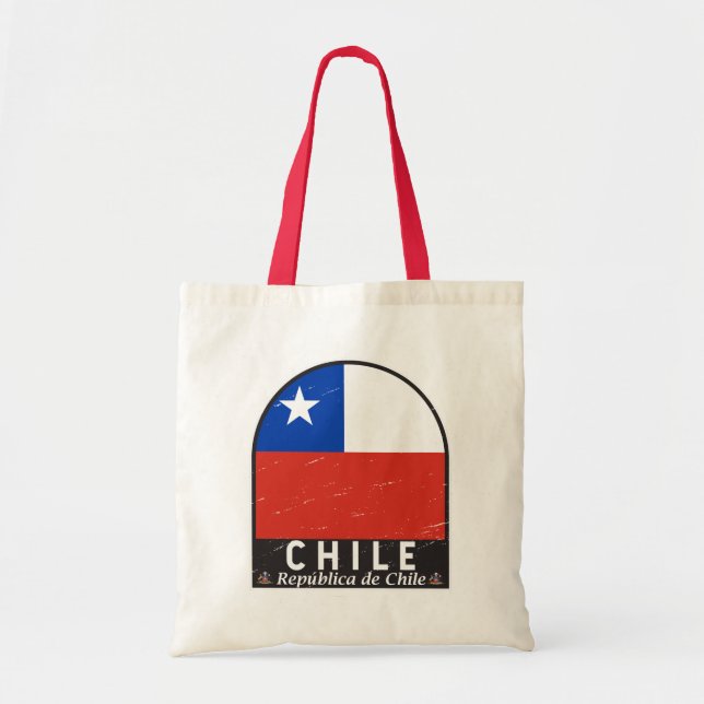 Chile Flag Emblem Distressed Vintage Tote Bag (Front)