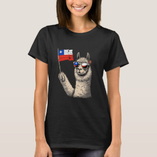 Chile Flag Heart Alpaca Chilean Pride Chilean Root T-Shirt