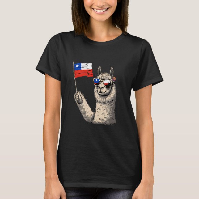 Chile Flag Heart Alpaca Chilean Pride Chilean Root T-Shirt (Front)