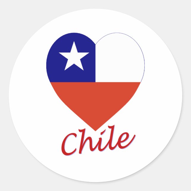 Chile Flag Heart Classic Round Sticker (Front)