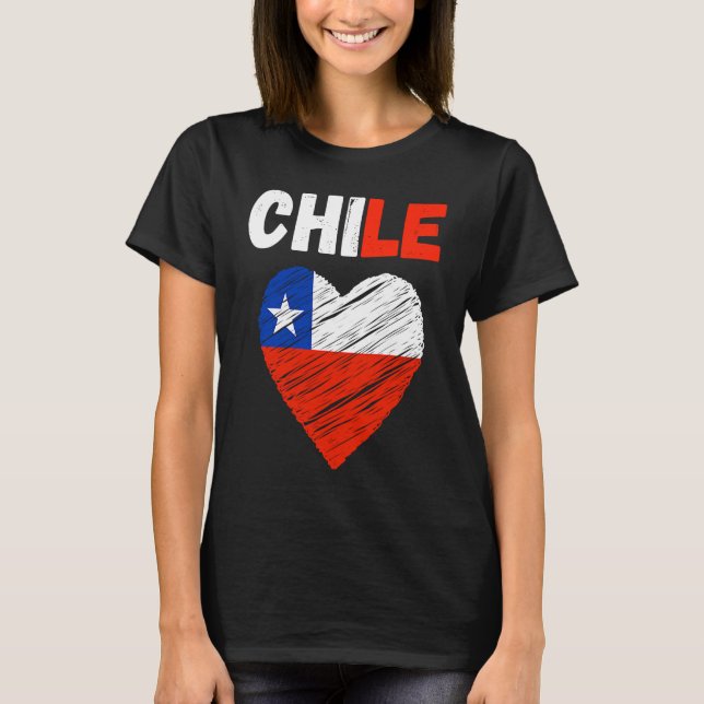 Chile Flag Holiday Chile Heart Chilean Flag T-Shirt (Front)