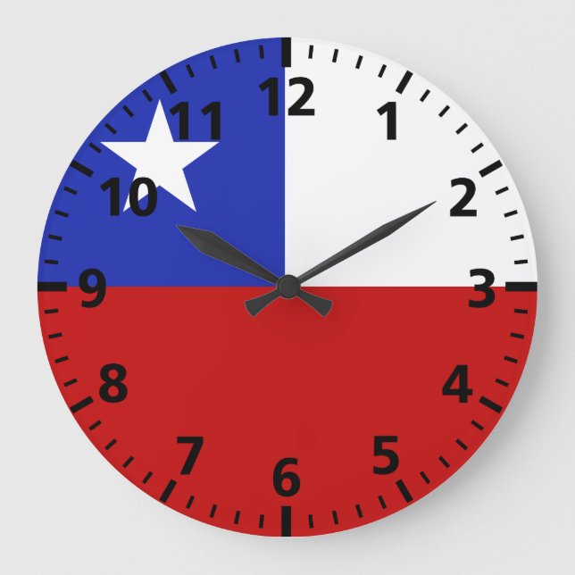 Chile Flag Large Clock (Front)