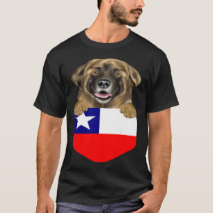 Chile Flag Leonberger Dog In Pocket T-Shirt