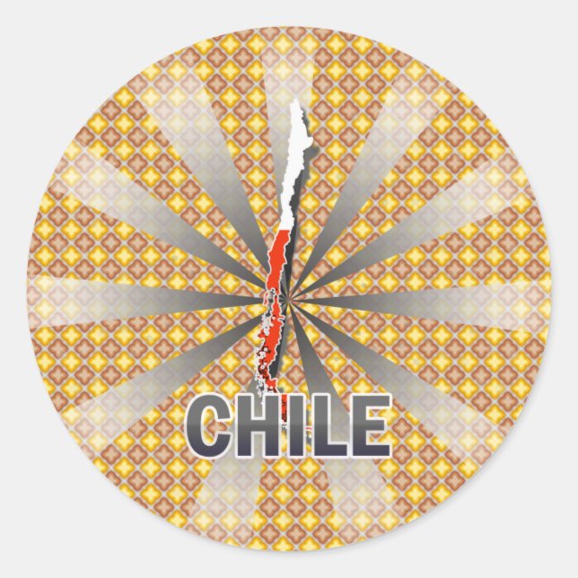 Chile Flag Map 2.0 Classic Round Sticker (Front)