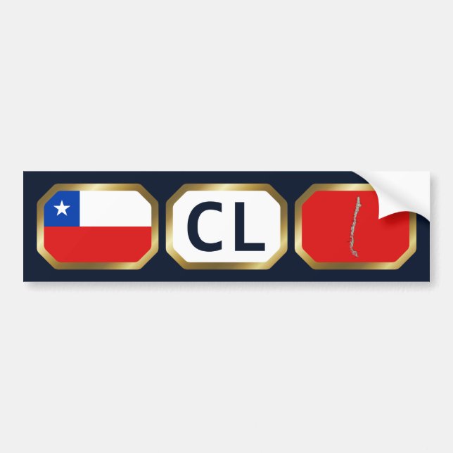 Chile Flag Map Code Bumper Sticker (Front)