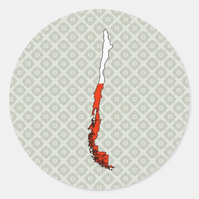 Chile Flag Map full size Classic Round Sticker (Front)