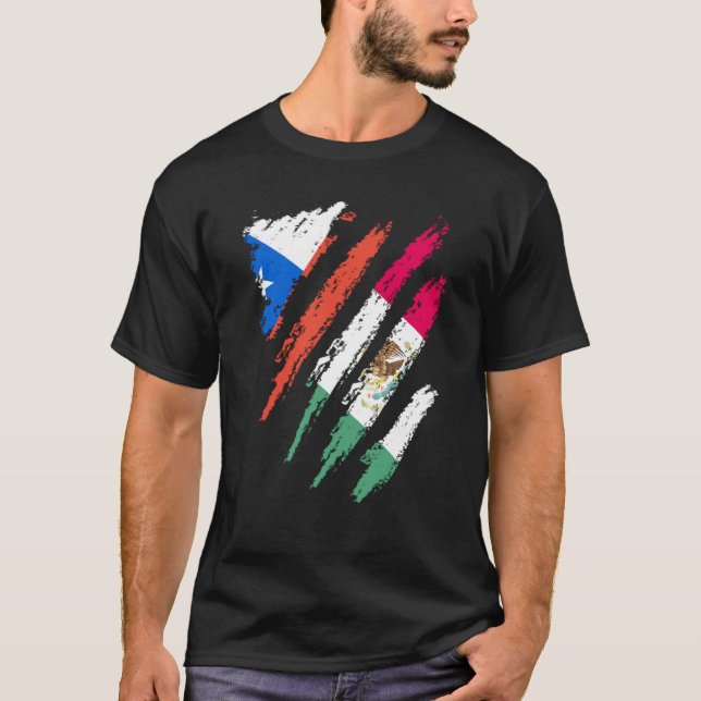 Chile Flag Mexico Grown Patriot Country Stripes T-Shirt (Front)