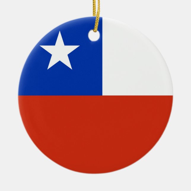 Chile Flag Plain Ceramic Ornament (Front)