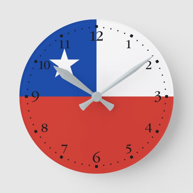 Chile Flag Round Clock (Front)