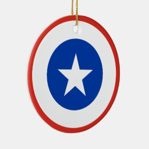 Chile Flag Roundel, Round Chilean Flag Ceramic Ornament