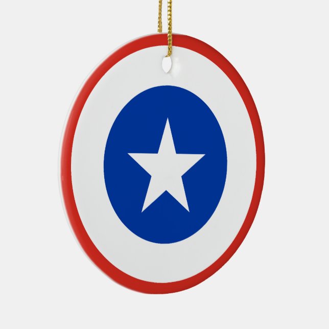 Chile Flag Roundel, Round Chilean Flag Ceramic Ornament (Right)