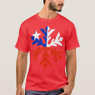Chile Flag Winter Snowflake Design T-Shirt