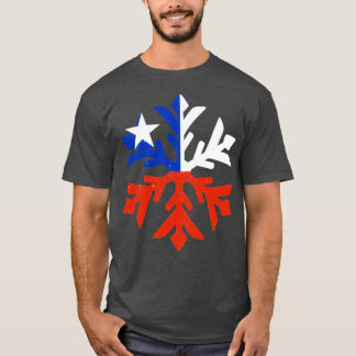 Chile Flag Winter Snowflake Design T-Shirt