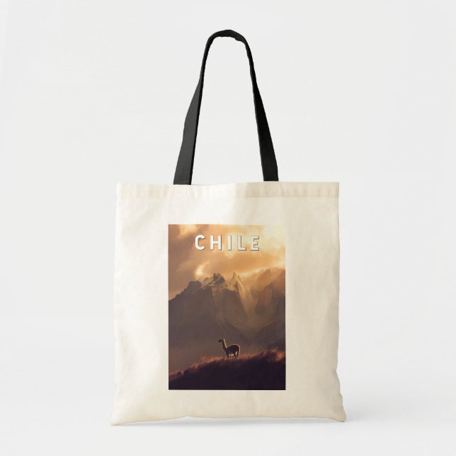 Chile Illustration Travel Art Vintage Tote Bag (Front)