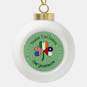 Chile Ireland USA Shamrock Flag Personalised Ceramic Ball Christmas Ornament