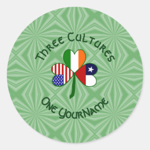 Chile Ireland USA Shamrock Flag Personalised Classic Round Sticker