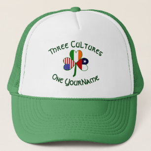 Chile Ireland USA Shamrock Flag Personalised Trucker Hat