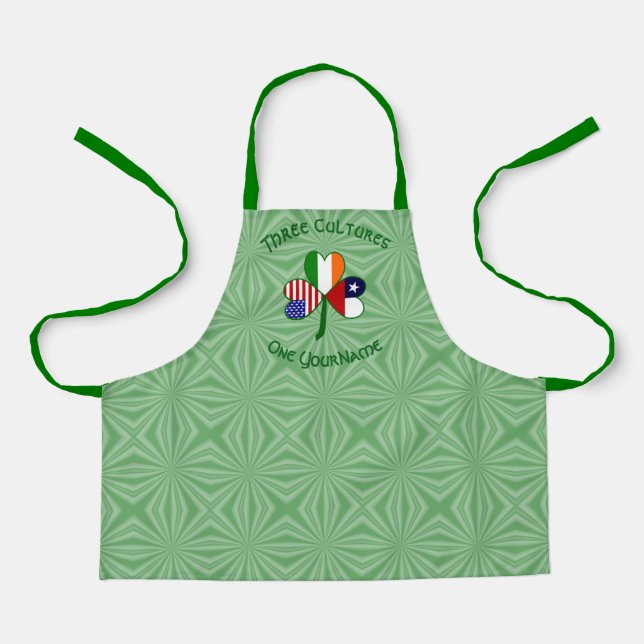 Chile Irish USA Flags Shamrock Personalised Kid's  Apron (Front)