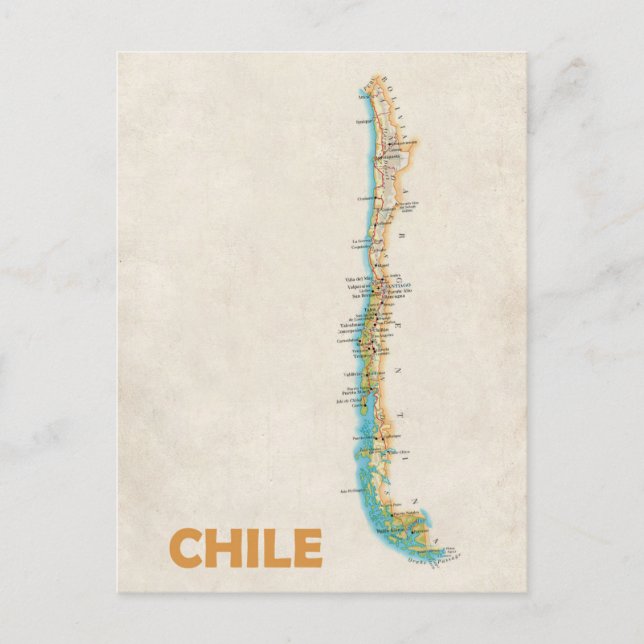Chile map postcard (Front)