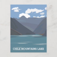 Chile Mountains Lake Landscape Illustration Travel