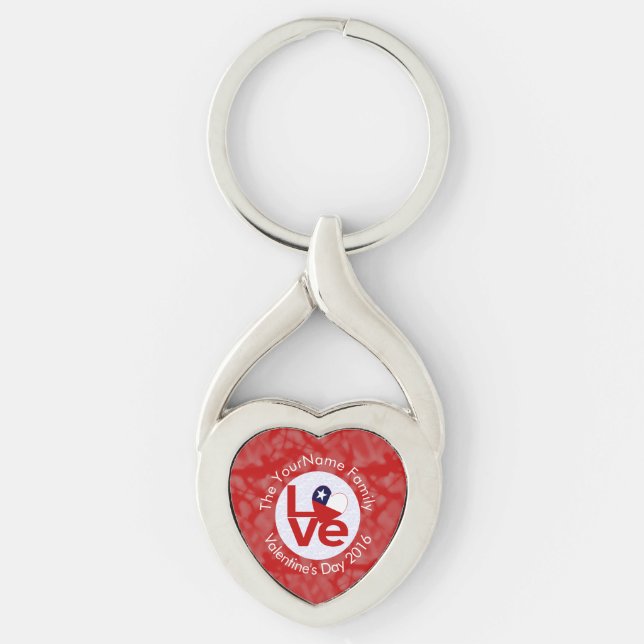 Chile Red LOVE Flag Personalised  Key Ring (Front)