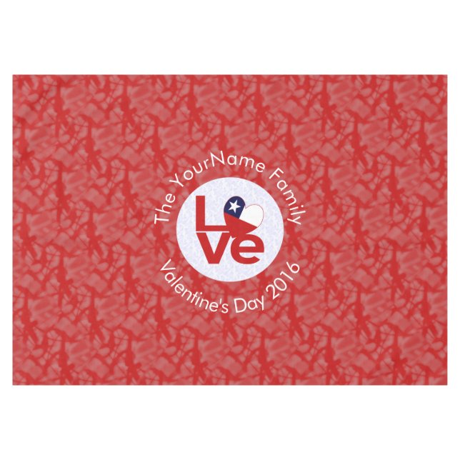 Chile Red LOVE Flag Personalised  Tablecloth (Front (Horizontal))