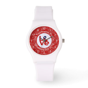 Chile Red LOVE Flag Personalised Watch