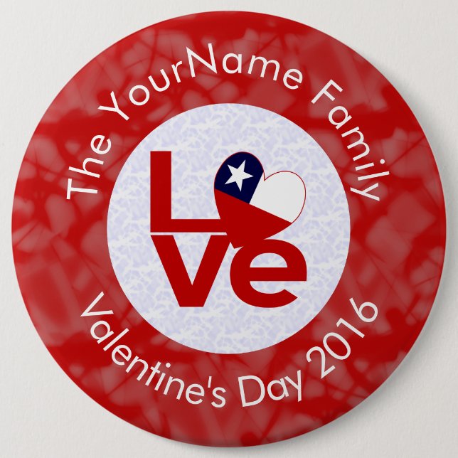 Chile Red LOVE Flag Personalized  6 Cm Round Badge (Front)