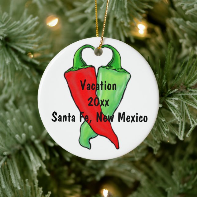 Chile Red or Green? Photo Template Christmas Ceramic Ornament (Tree)