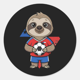 Chile Soccer Sloth Footbyll Fan Animal Byll Sport Classic Round Sticker