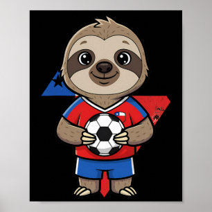 Chile Soccer Sloth Footbyll Fan Animal Byll Sport Poster