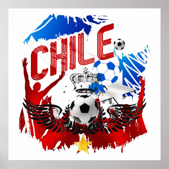 Chile soccer t-shirts and football fans gifts poster (Front)