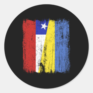 Chile Ukraine Half Flag Chilean Ukrainian Heritage Classic Round Sticker