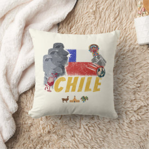 Chile Vintage Easter Island Flag and Alpaca Cushion