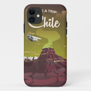 Chile Volcano vintage travel poster iPhone 11 Case