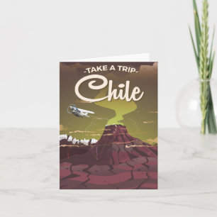 Chile Volcano vintage travel poster Holiday Card