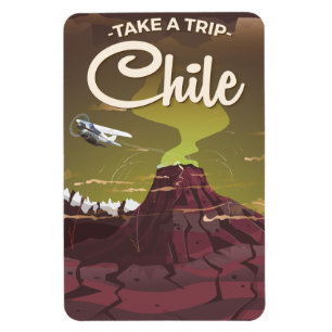 Chile Volcano vintage travel poster Magnet