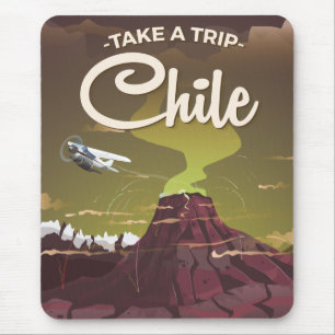 Chile Volcano vintage travel poster Mouse Pad