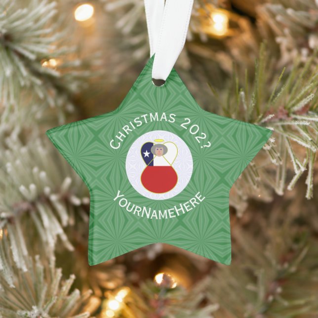 Chilean Angel Christmas Flag Personalised  Ornament (Tree)