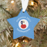 Chilean Angel Hanukkah Flag Personalised  Ornament<br><div class="desc">Angel dressed in the red, white, and blue flag of Chile on this star shaped ornament for your Hanukkah decor this holiday season. Designed for families with multiple religions, the Chilean angel flies in the centre of a circle of white squiggly squares. A background of blue squiggly squares completes the...</div>