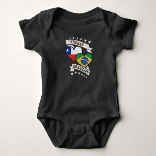 Chilean Brazilian Heart Flags Chile Brazil Baby Bodysuit