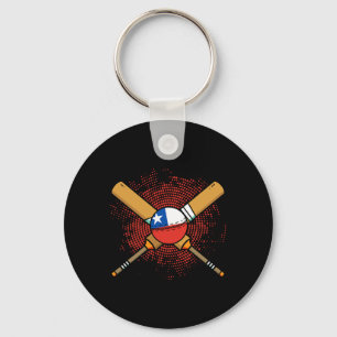 Chilean Cricket Racket And Ll Flag Of Chile Key Ring