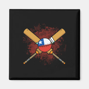Chilean Cricket Racket And Ll Flag Of Chile Magnet