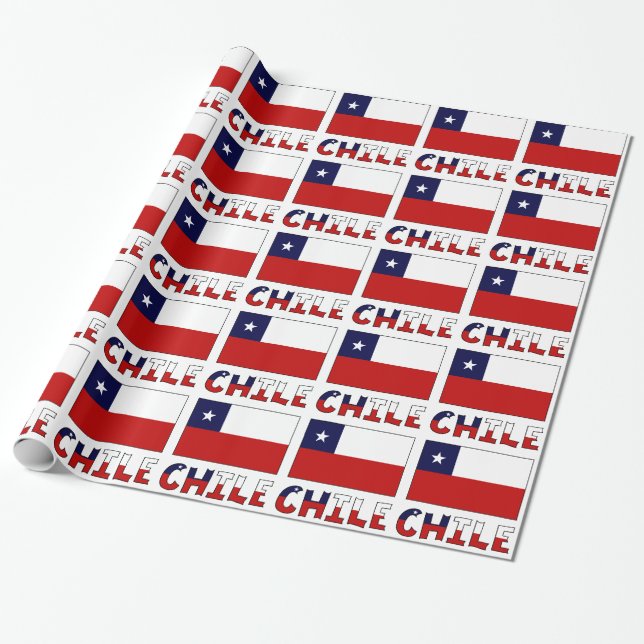 Chilean Flag and Chile Wrapping Paper (Unrolled)