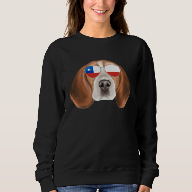 Chilean Flag Beagle Dog Chile Pocket Sweatshirt (Front)