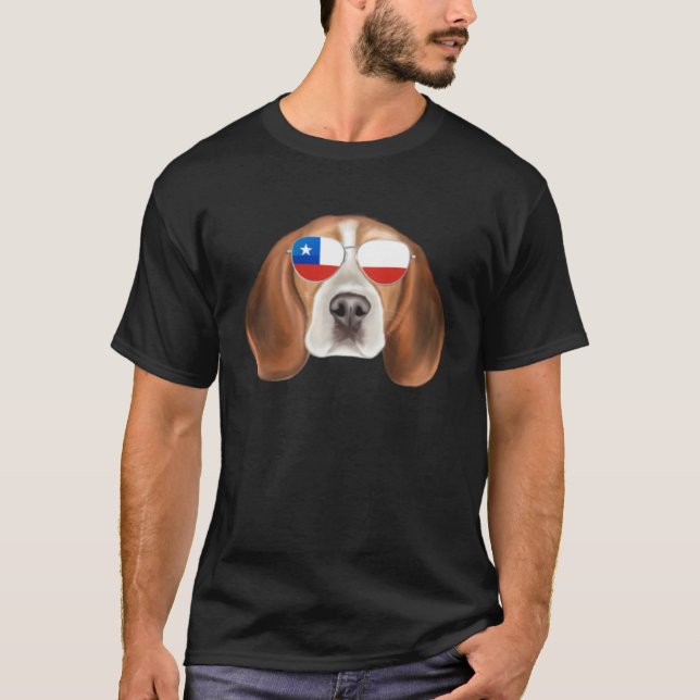 Chilean Flag Beagle Dog Chile Pocket T-Shirt (Front)