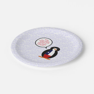 Chilean Flag Holiday Ms. Penguin Talking Paper Plate